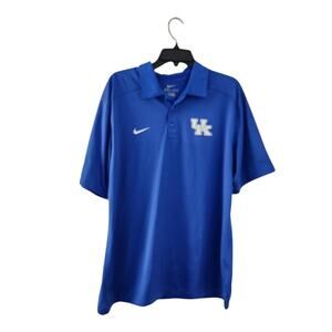 Nike Dri-Fit Mens Polo University of Kentucky UK Large Short Sleeve Shirt Blue
